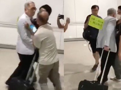 Viral video clips show HK protesters swearing and jostling elderly man trying to leave Hong Kong airport
