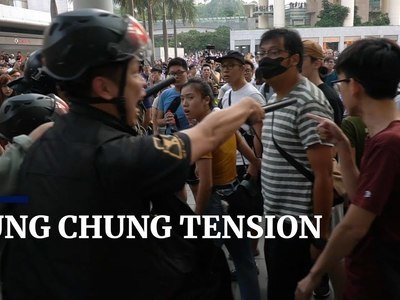 Tense stand-off in Tung Chung