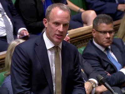 UK Foreign Secretary Dominic Raab calls on China to live up to Hong Kong obligations, but stops short of granting right of abode to BN(O) passport holders