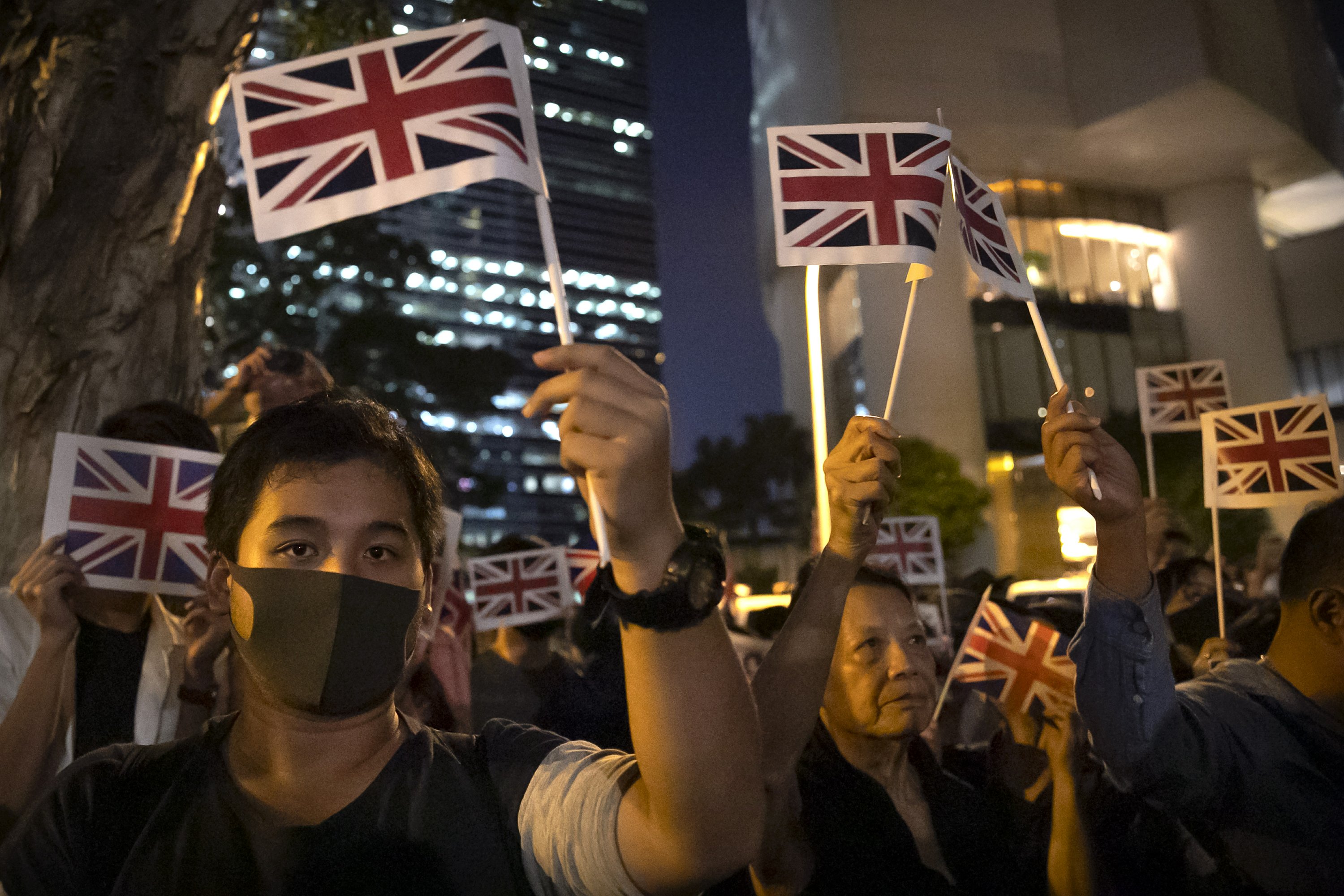Hong Kong protesters rally at British Consulate