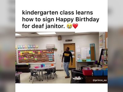 It's just a birthday song, but I can only imagine how happy this custodian must have been