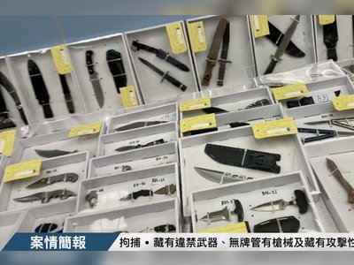 Hong Kong police seize more than 500 weapons ranging from butterfly knives to nunchucks in raid on mahjong parlour worker’s flat