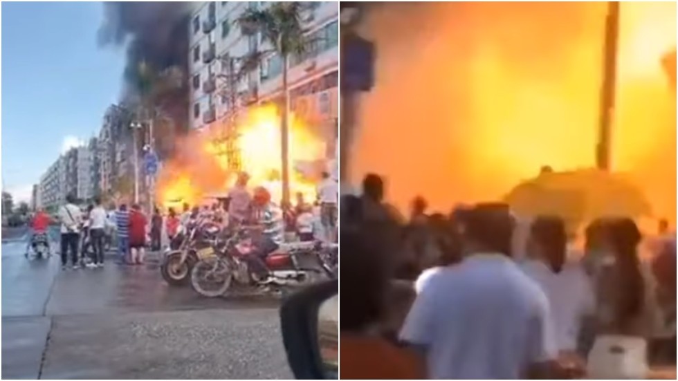 Moment of devastating gas explosion caught on VIDEO in China