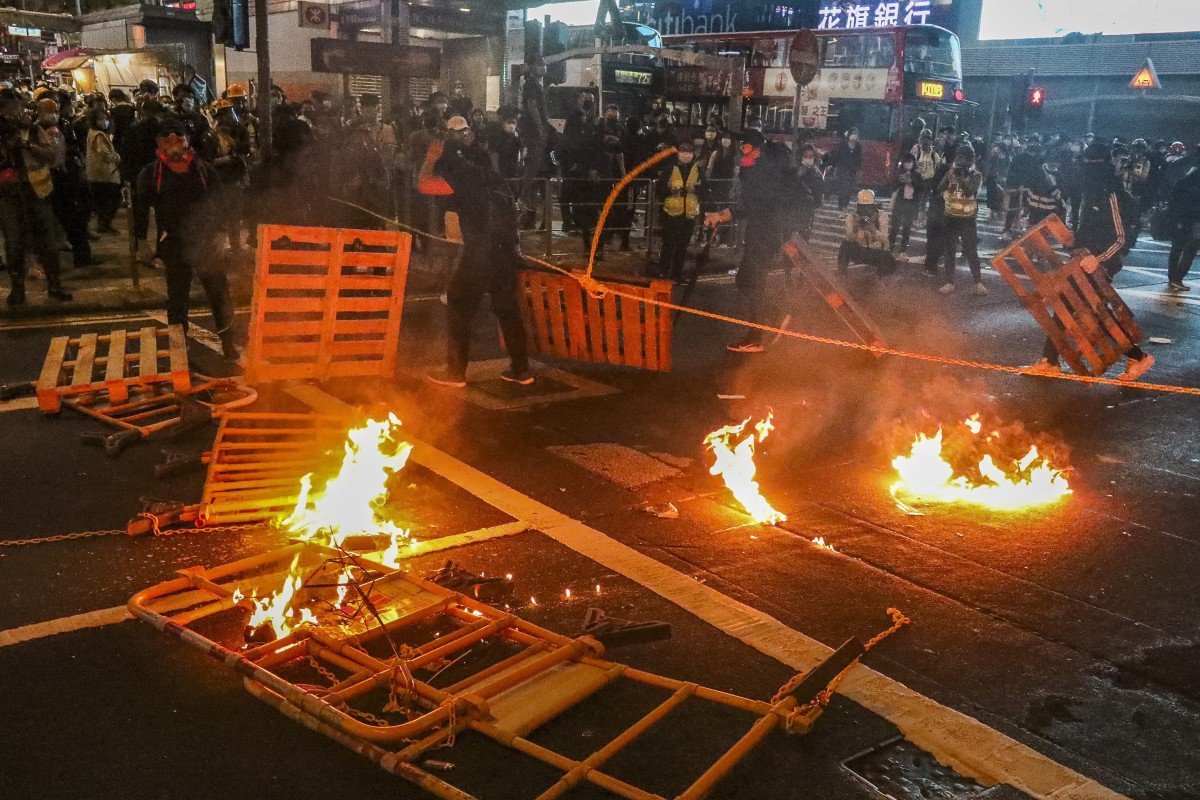 Tourist jailed for helping fuel rubbish bin fire at Hong Kong protest
