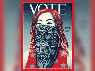 For the first time ever, Time magazine removes logo on cover, replaces it with a plea to 'Vote'
