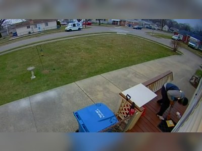 Doorbell camera shows Amazon driver taking package he had just delivered at Warren home