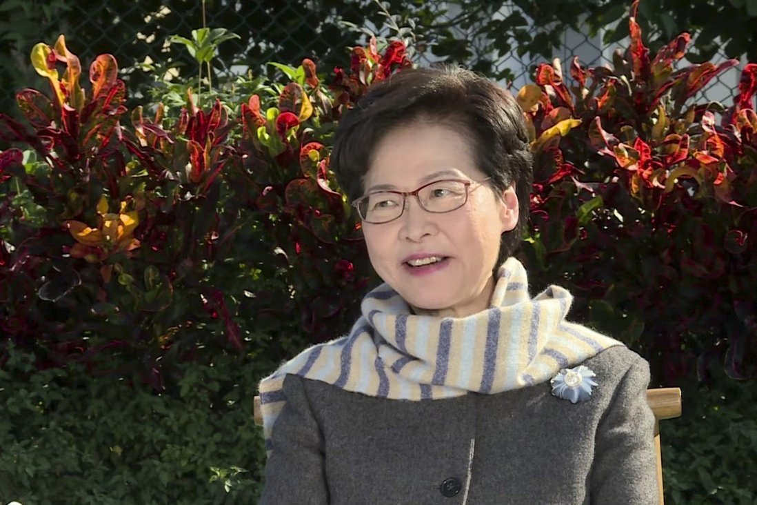 Carrie Lam lauds security law for helping to bring calm to Hong Kong