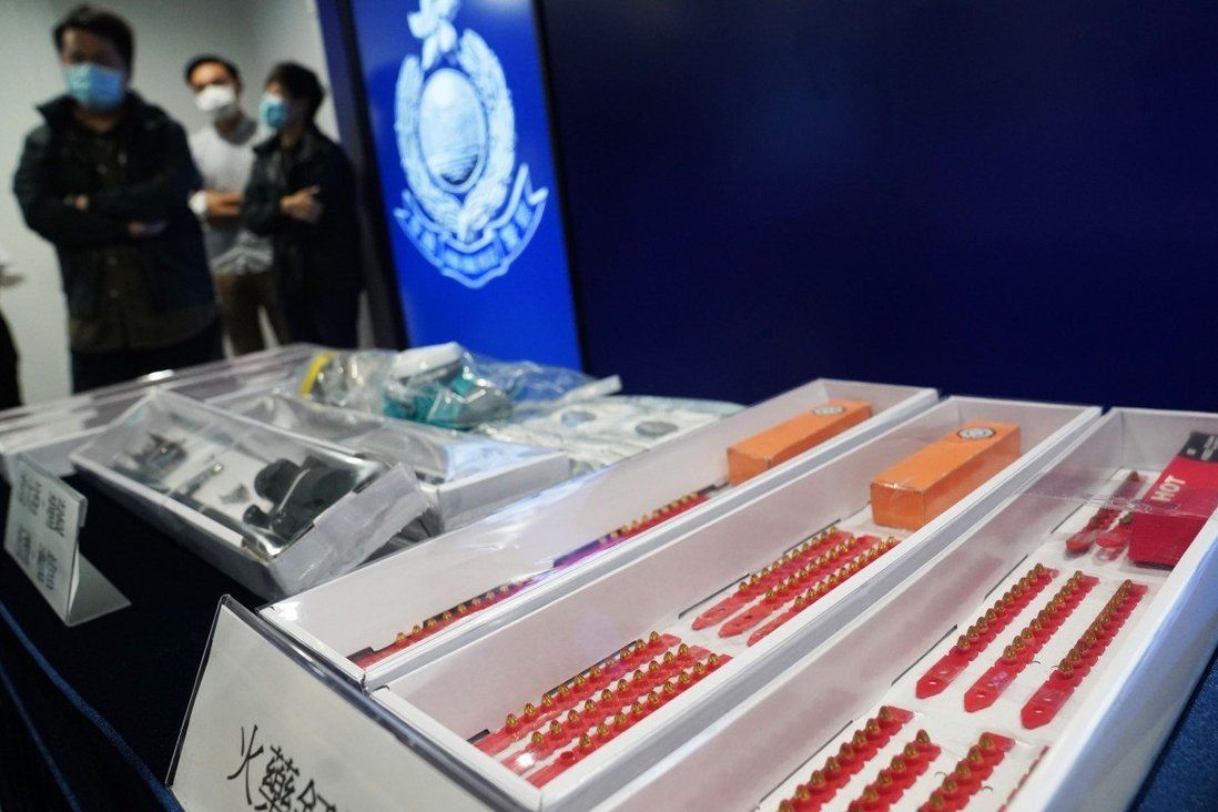 Hong Kong police seize explosive substances and weapons, arrest two