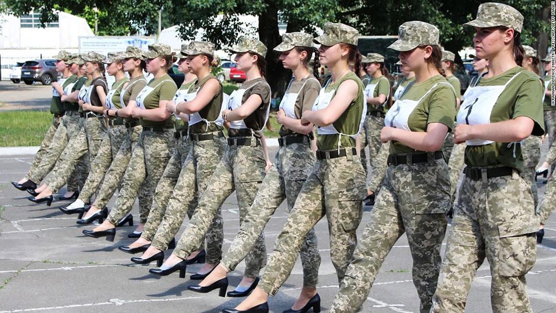 Ukrainian army is training female soldiers to march in heels