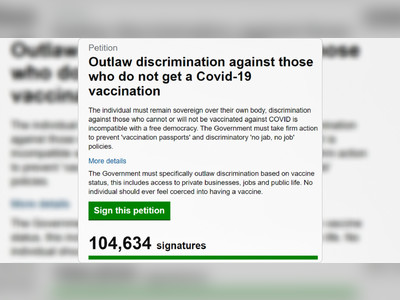 100,000+ Britons sign petition to outlaw discrimination against unvaccinated as govt moves forward with Covid vaccine passports