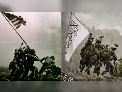 Ultimate insult? Taliban fighters mock iconic Iwo Jima flag-raising photo, posing in seized US military gear