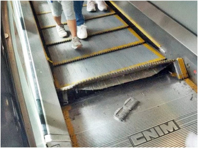 Escalator step bursts at Mei Foo MTR station
