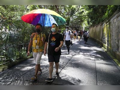 A walk beneath the rainbow umbrella in Hong Kong