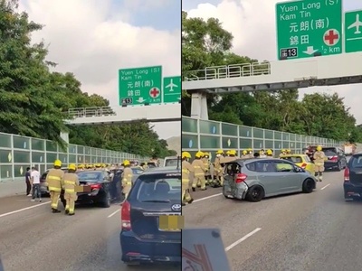 Six vehicles collided on Yuen Long Highway, injuring three