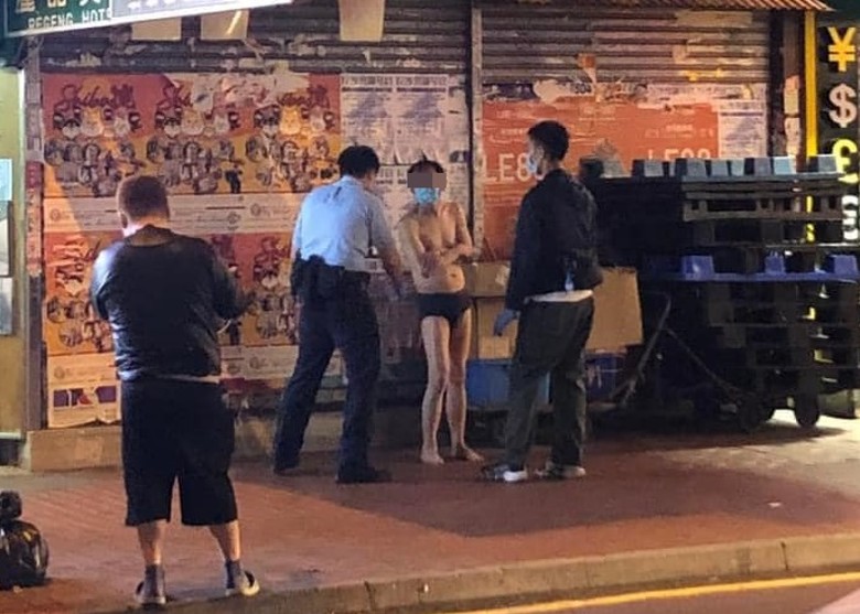 ‘Briefs’ meeting in Mong Kok as police hand out mask to man in underwear