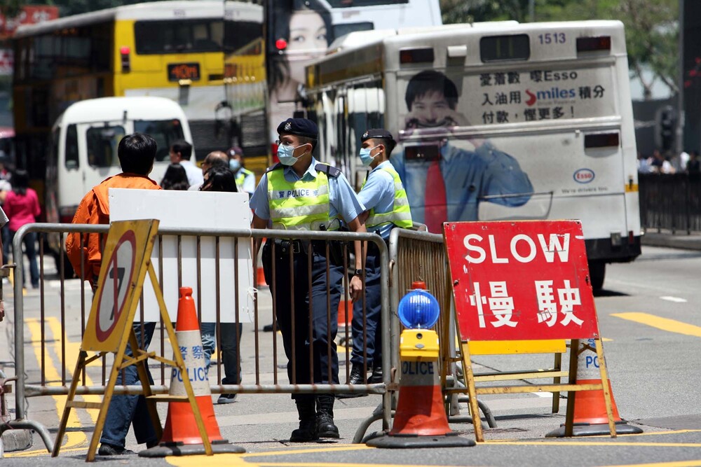 Traffic control in Wan Chai on CE election day