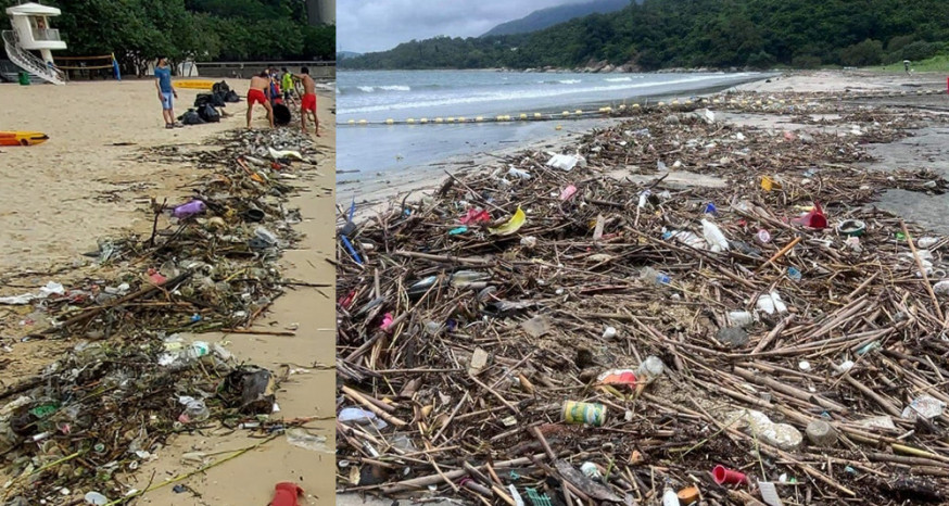 Heavy rains leave mountains of garbage on Tsuen Wan, Lantau beaches