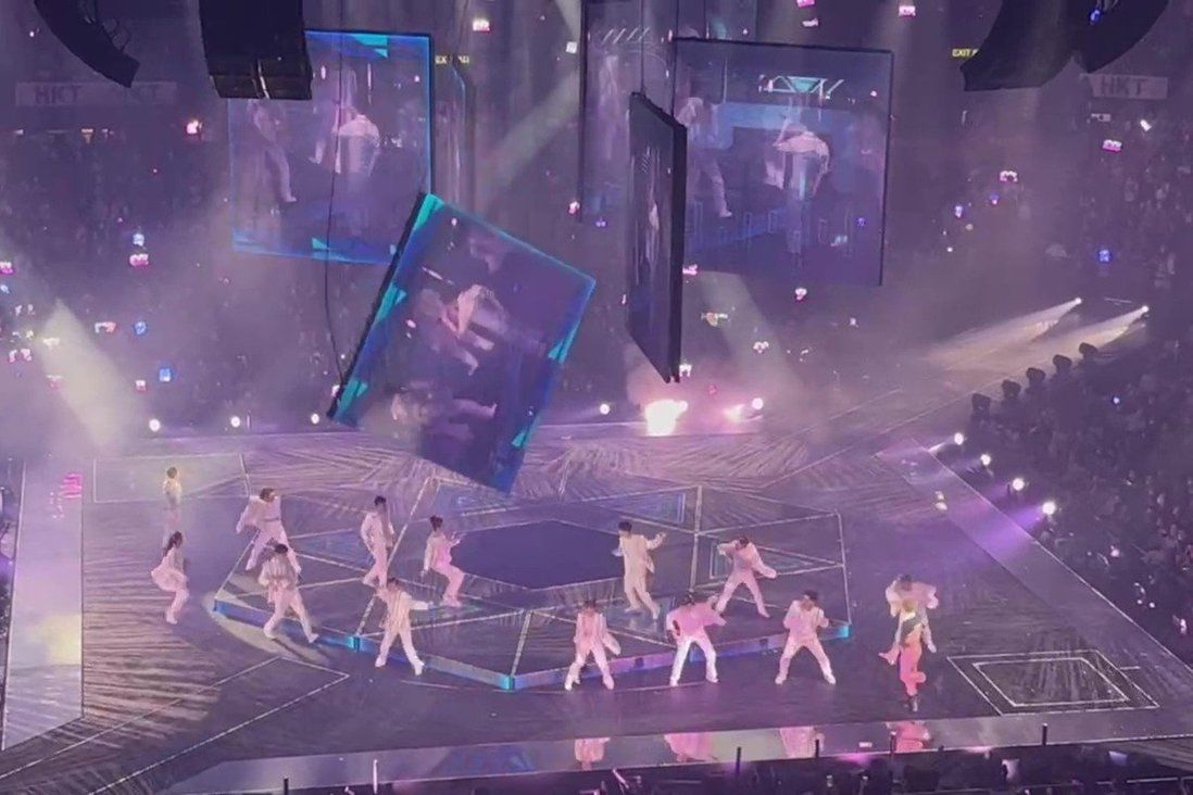 Inquiry ordered after screen falls onto stage at Mirror show in Hong Kong
