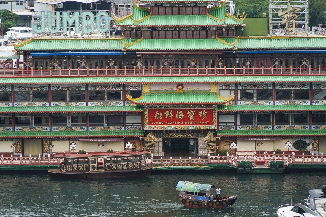 Hong Kong’s Jumbo Floating Restaurant upside down and trapped on a reef