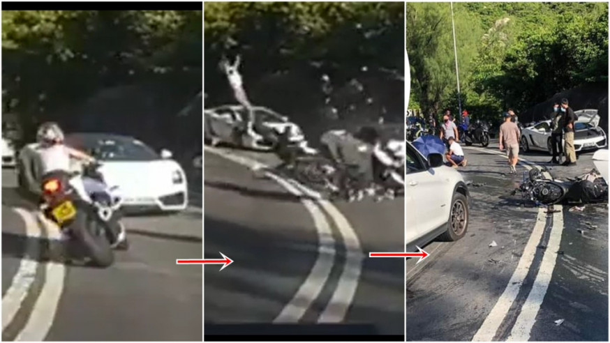 Motorcyclist seriously injured after crashing into Lamborghini