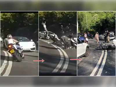 Motorcyclist seriously injured after crashing into Lamborghini