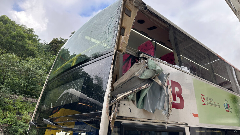 Bus rams into construction site, four injured