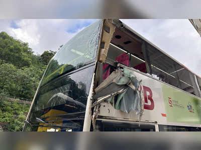 Bus rams into construction site, four injured