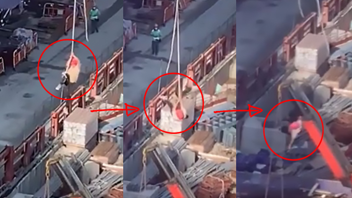 Video shows construction worker dangling from crane in Ma On Shan