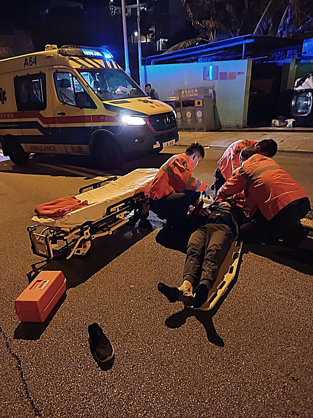 Biker hospitalized after crashing into sedan in Sai Kung