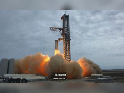 SpaceX test-fires engines of massive Starship rocket booster