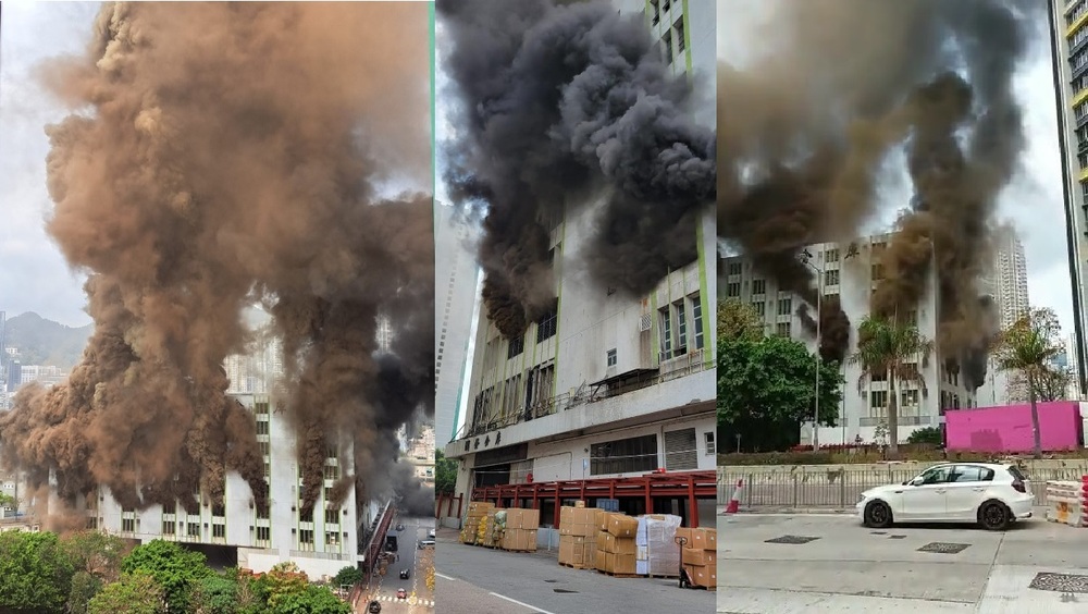 Two workers hospitalized over No.3 alarm fire at a Cheung Sha Wan warehouse